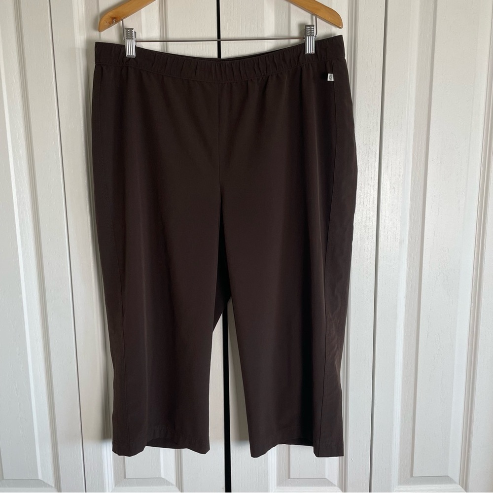 Zenergy by Chico’s Wide Leg Capri Pants Women’s L Brown Pull on Pockets Casual - Picture 4 of 15